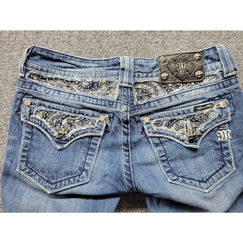 Miss Me JP5002B61 Bootcut Embellished Rhinestone Paisley Lace Jeans Size 26